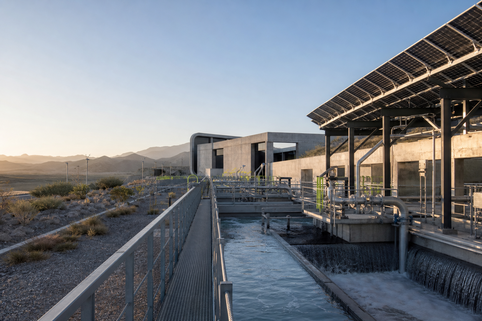 Infraestructura integrada de energía solar y tratamiento de agua